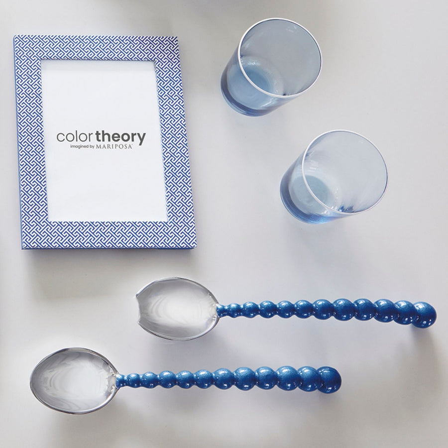 Pearled Blue Salad Servers