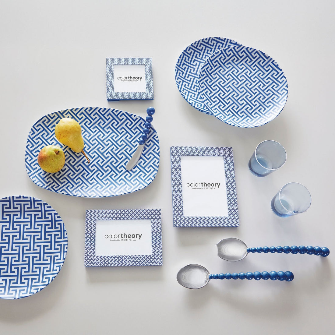 Pearled Blue Salad Servers