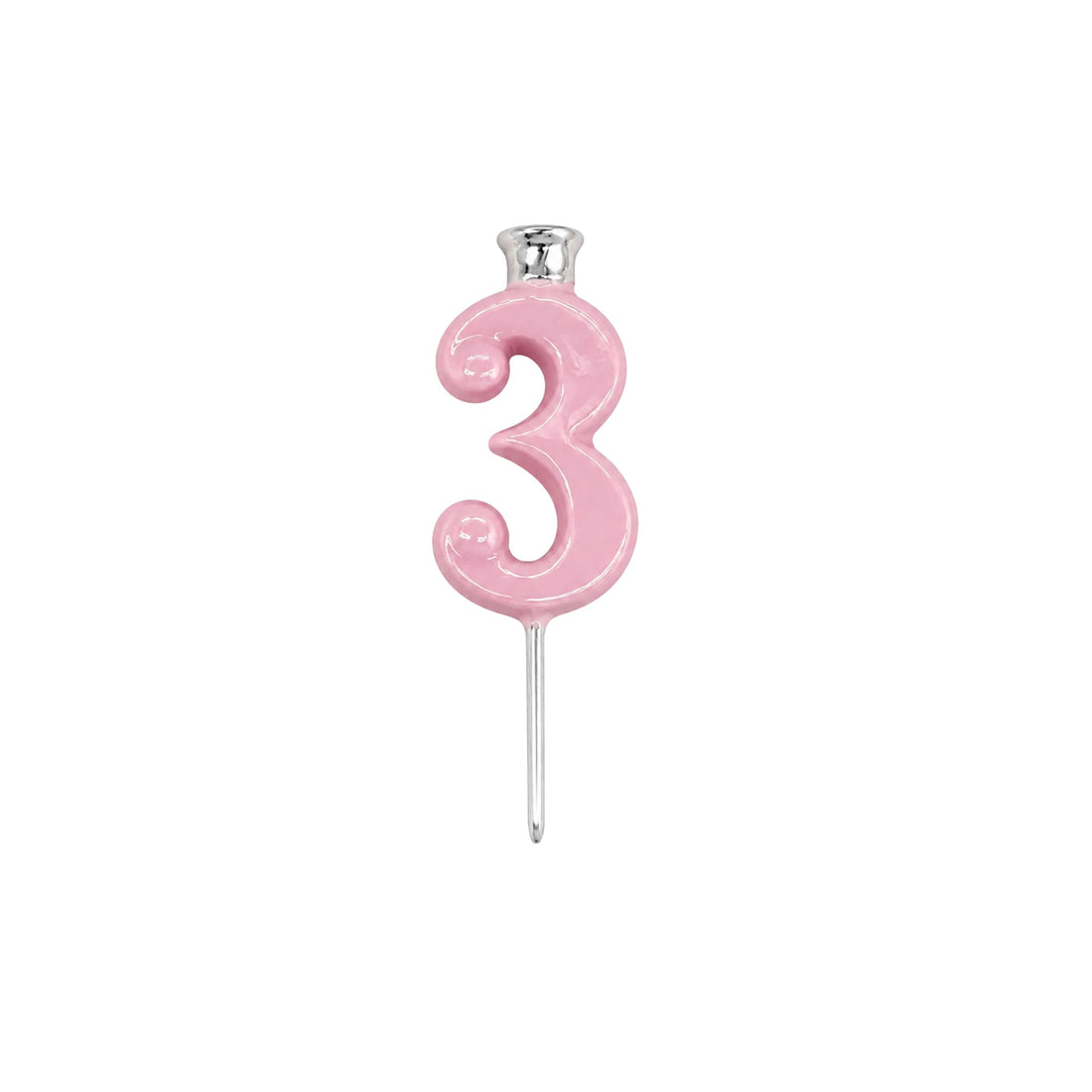Pink Number Candle Holder - Number 3