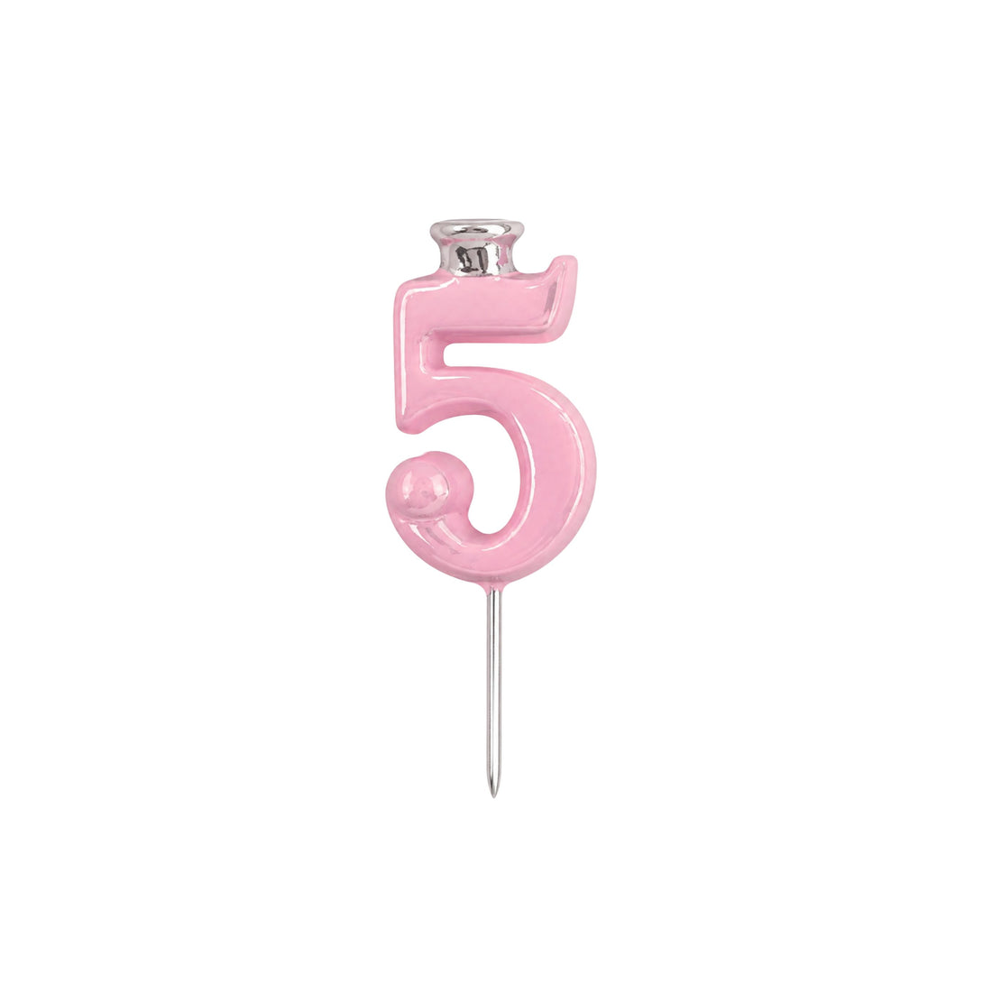 Pink Number Candle Holder - Number 5