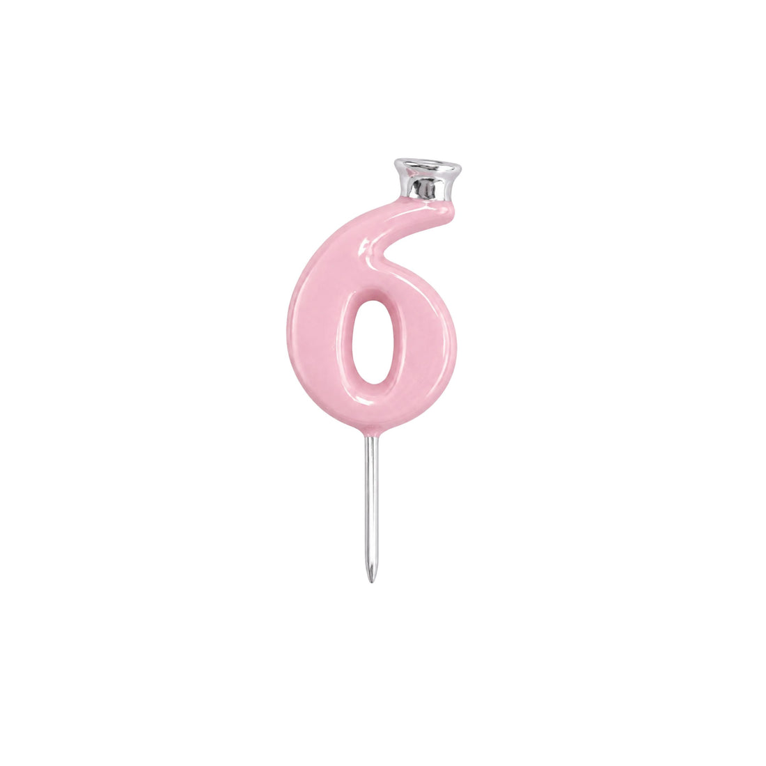 Pink Number Candle Holder - Number 6