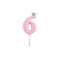 Pink Number Candle Holder - Number 6