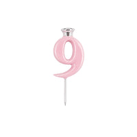 Pink Number Candle Holder - Number 9