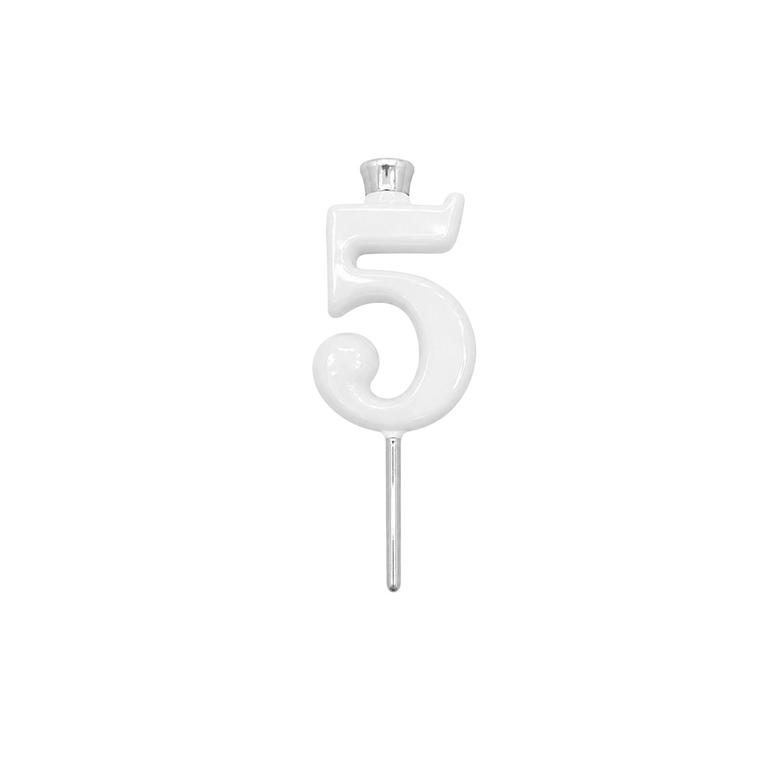 White Number Candle Holder - Number 5