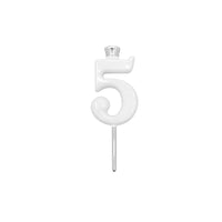 White Number Candle Holder - Number 5