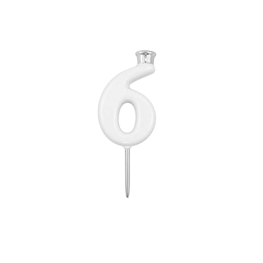 White Number Candle Holder - Number 6
