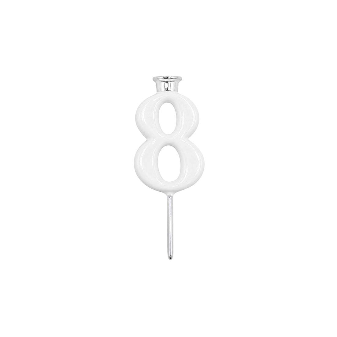 White Number Candle Holder - Number 8