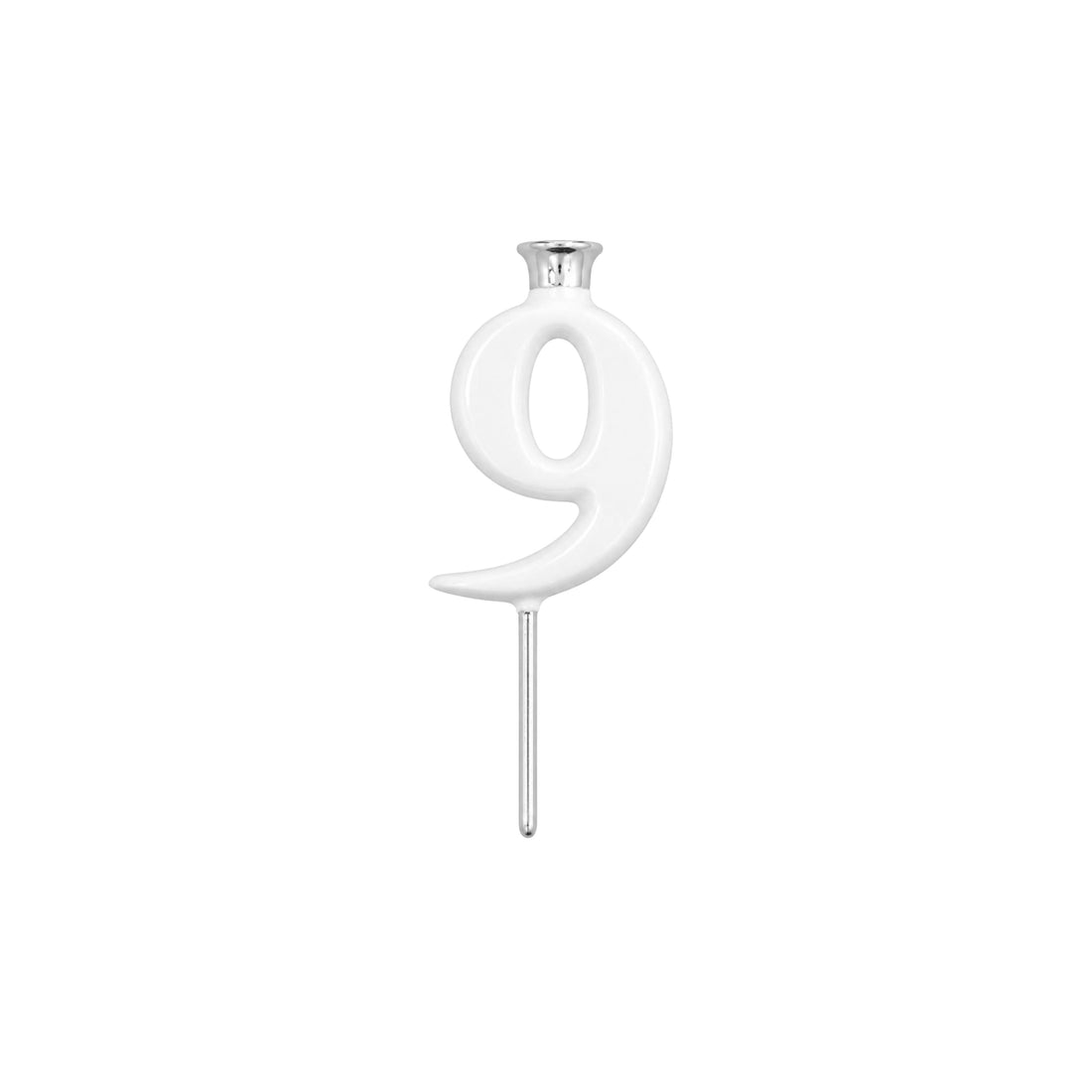 White Number Candle Holder - Number 9