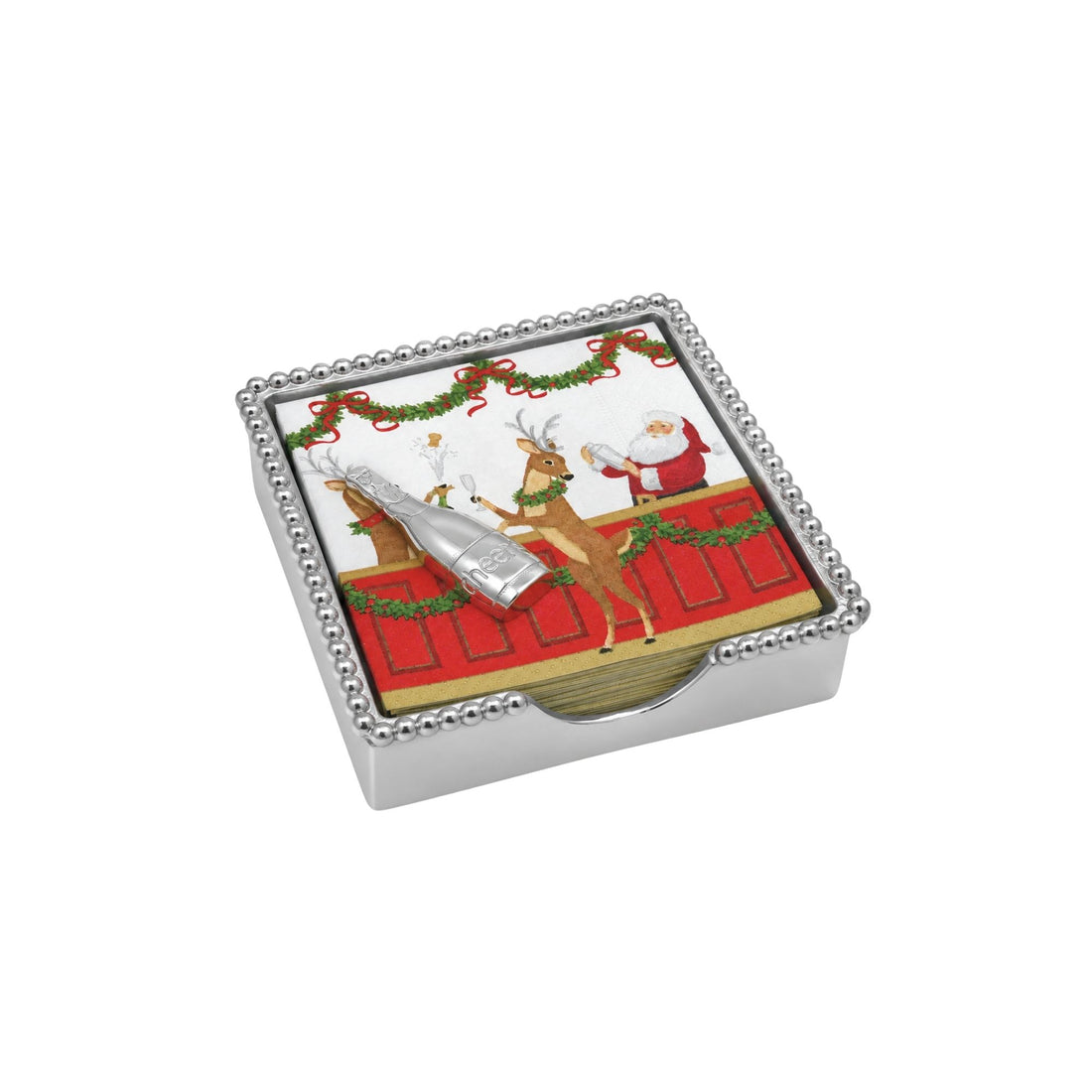 Holiday Champagne Beaded Napkin Box Set