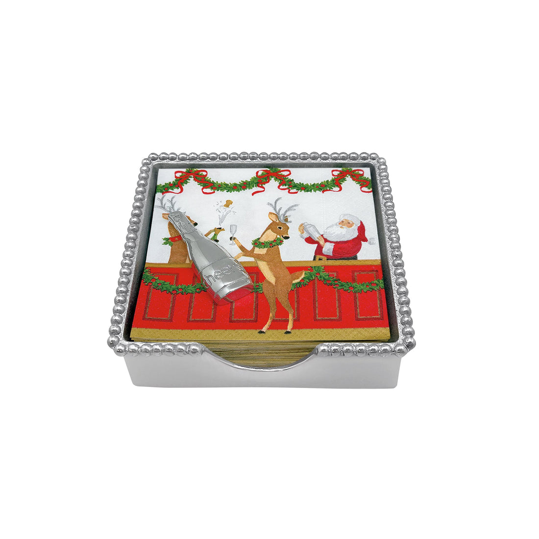 Holiday Champagne Beaded Napkin Box Set