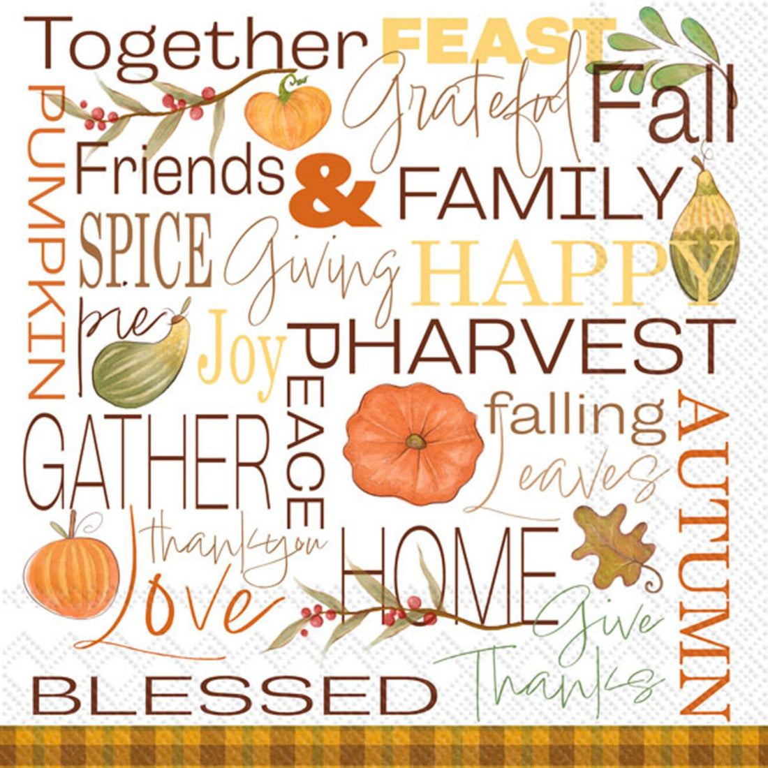 Fall Words Cocktail Napkin By Boston International