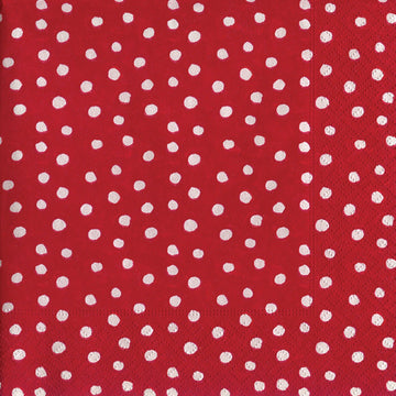 Small Dots Red Cocktail Napkin by Caspari