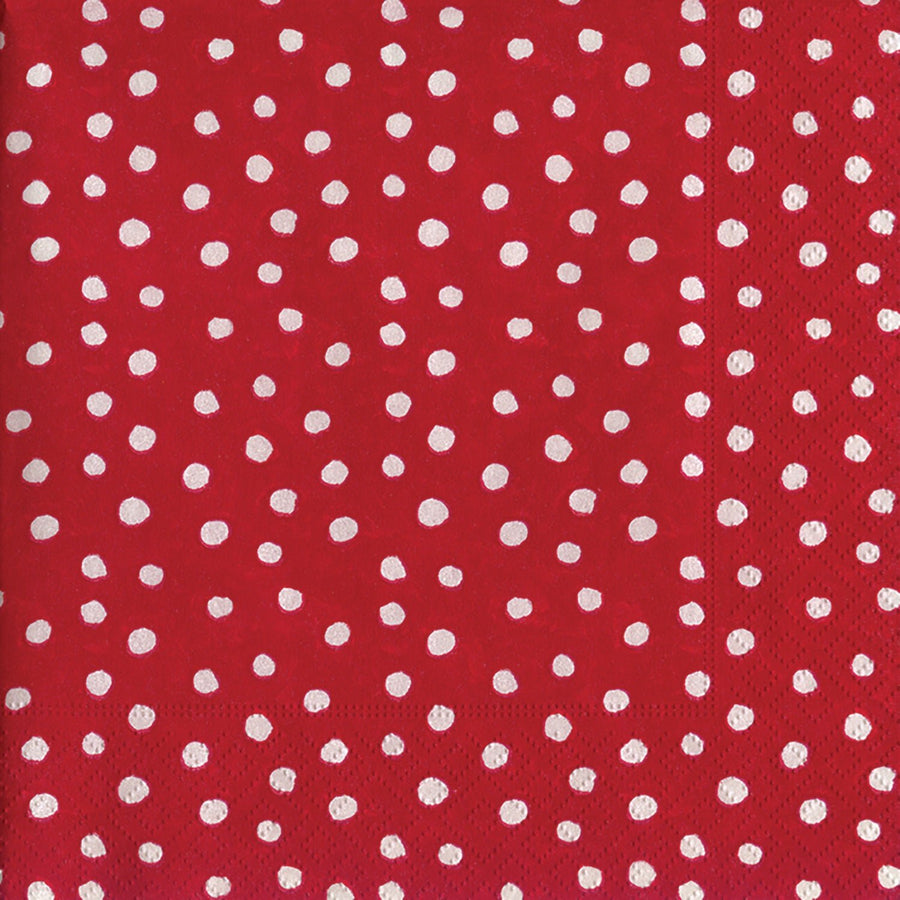 Small Dots Red Cocktail Napkin by Caspari