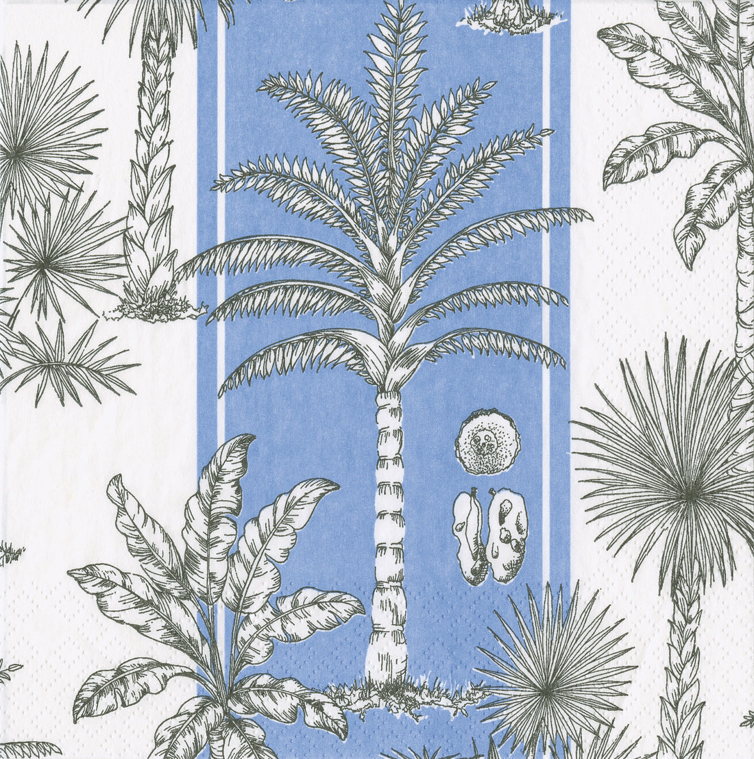 Southern Palms Blue & White Cocktail Napkin by Caspari