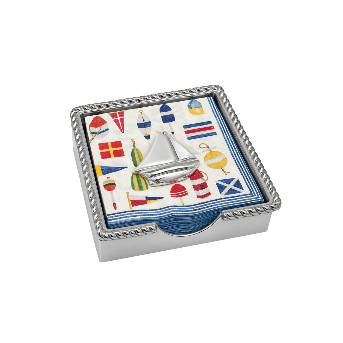 White Sailboat Rope Napkin Box Set