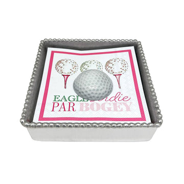 White Golf Ball (1912W) Beaded Napkin Box Set- | Mariposa