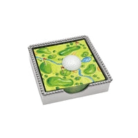 White Golf Ball Beaded Napkin Box Set