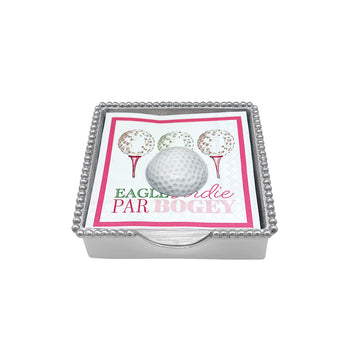 White Golf Ball Beaded Napkin Box Set