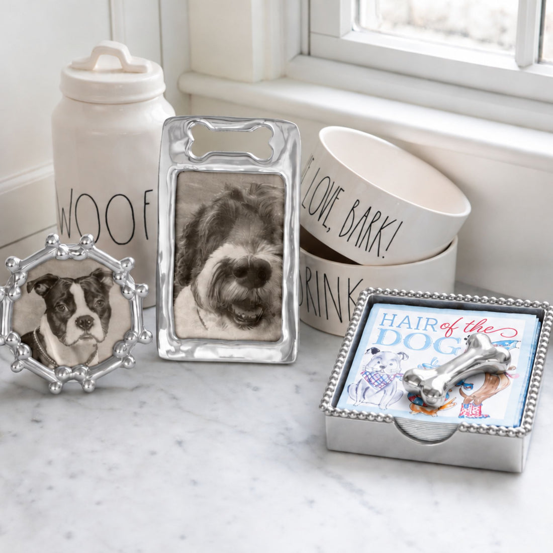 Boîte à serviettes en perles d'os de chien