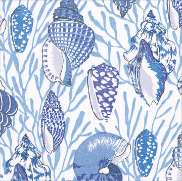 Shell Toile Cocktail Napkin By Caspari