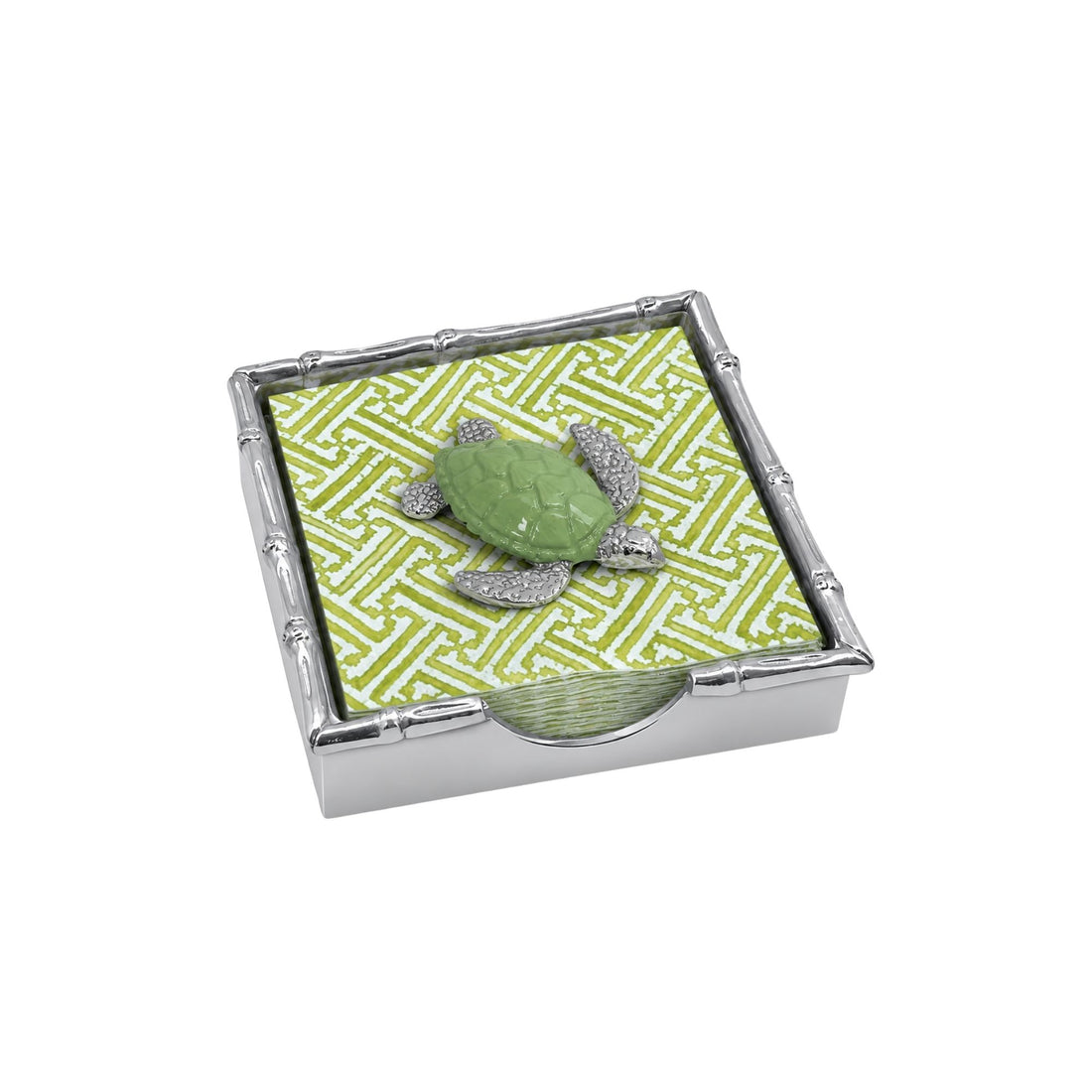 Boîte à serviettes en bambou tortue de mer verte