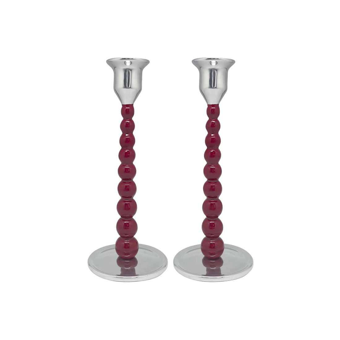 Pearled Red Medium Candlestick Set