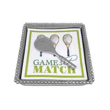 Tennis Racket Beaded Napkin Box Set- | Mariposa