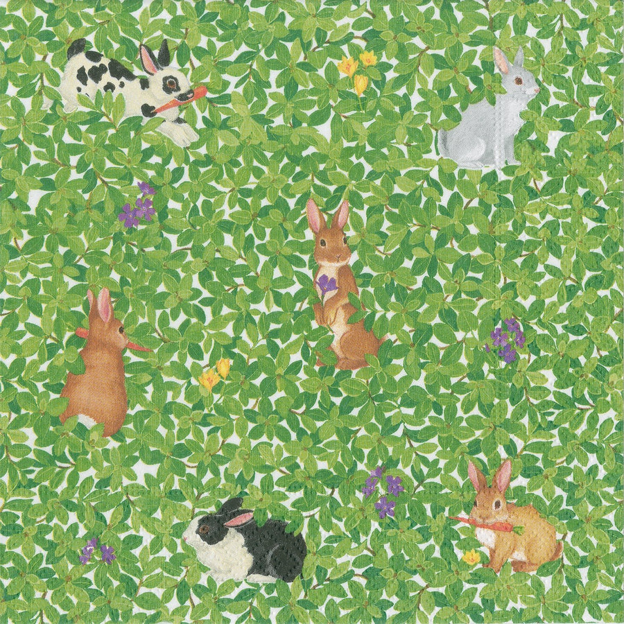 Bunnies and Boxwood Cocktail Napkin By Caspari- | Mariposa