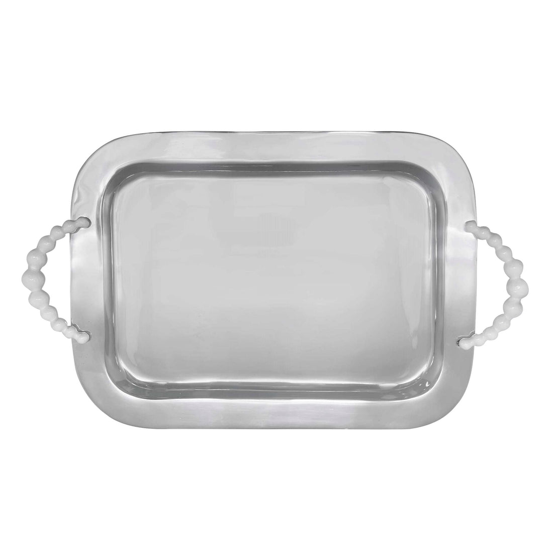 Pearled White Rectangular Handled Tray