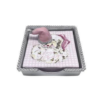 Pink Santa Hat Beaded Napkin Box Set