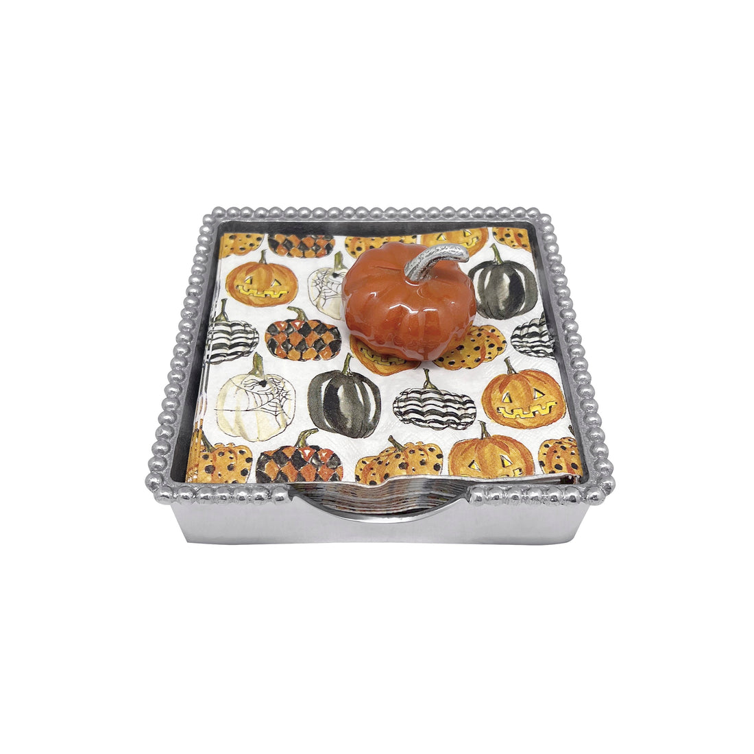 Halloween Pumpkin (1284) Beaded Napkin Box Set