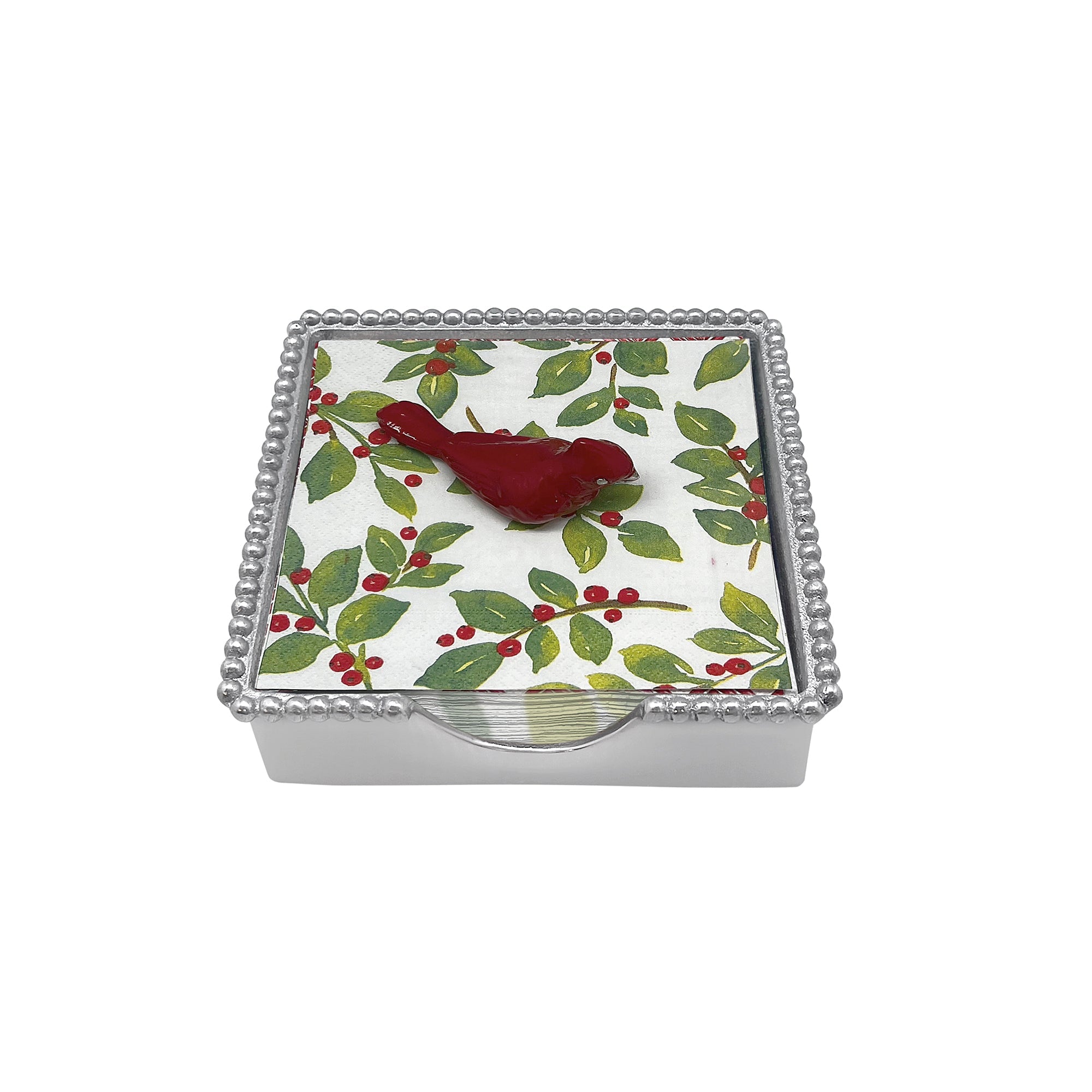 Red Cardinal Beaded Napkin Box Set – Mariposa