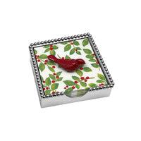 Red Cardinal Beaded Napkin Box Set