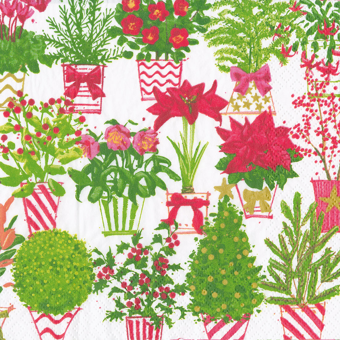 Christmas Flower Market Cocktail Napkin By Caspari