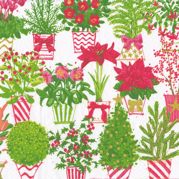 Christmas Flower Market Cocktail Napkin By Caspari