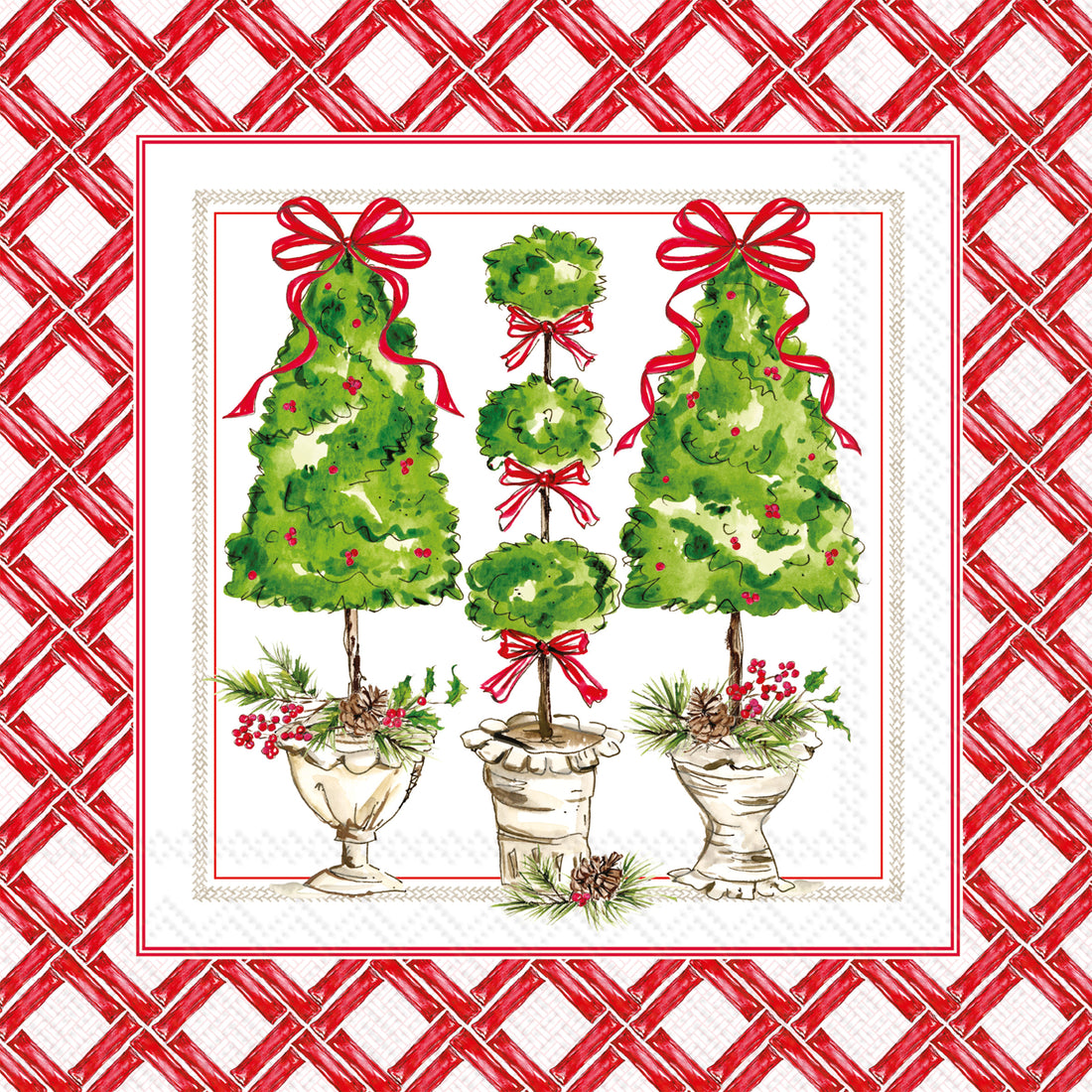 Holly Topiary Cocktail Napkin By Boston International