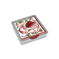 Boîte à serviettes en perles avec chapeau de Père Noël rouge