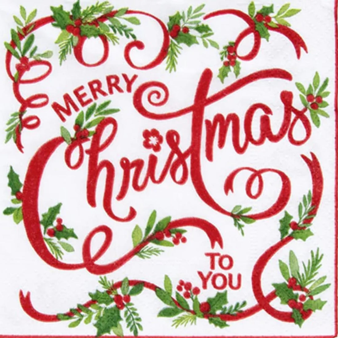 Merry Christmas To You Cocktail Napkin By Caspari