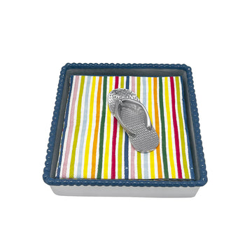 Flip Flop Blue Beaded Napkin Box Set