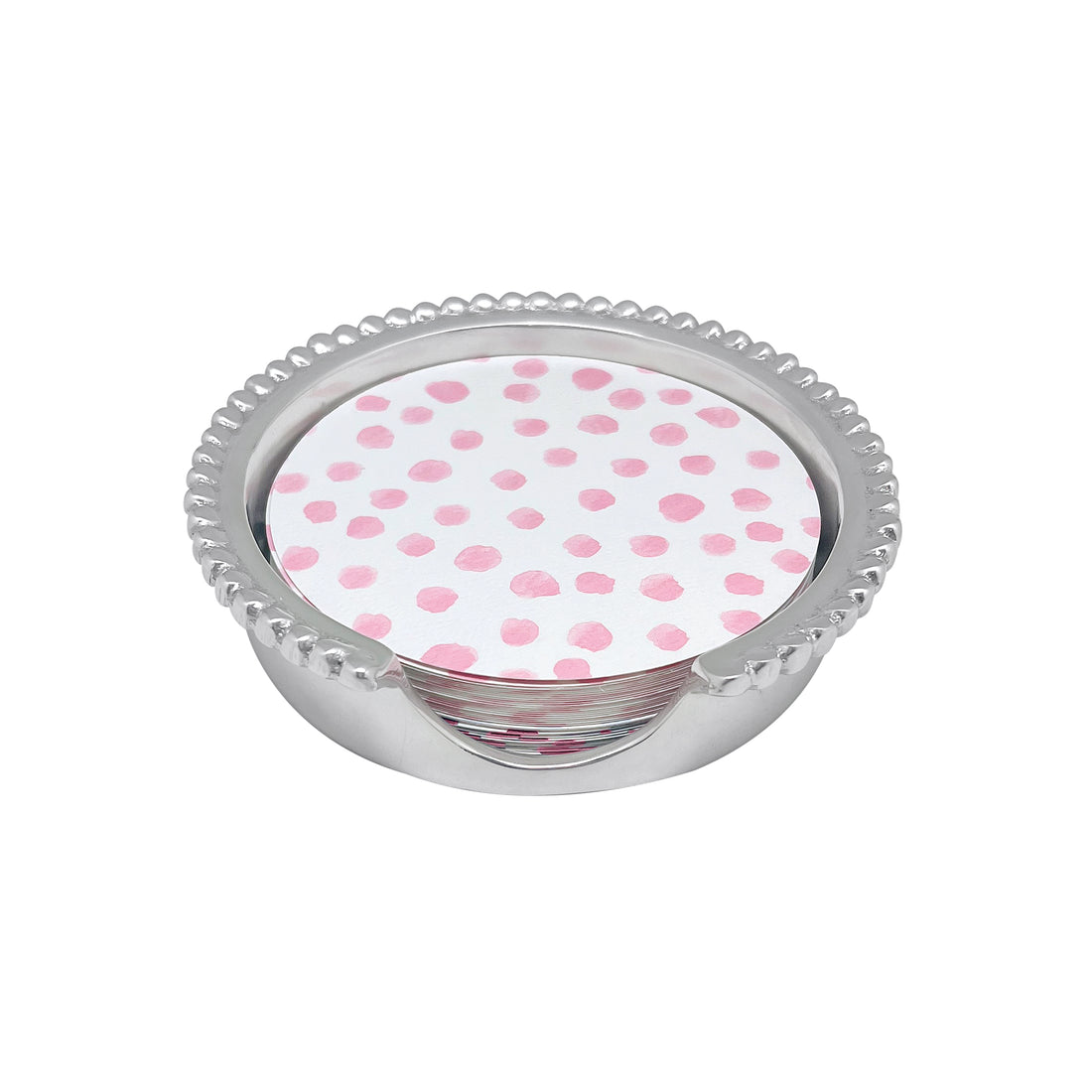 Pink Dotty and Stripe Beaded Coaster Set