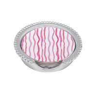 Pink Dotty and Stripe Beaded Coaster Set