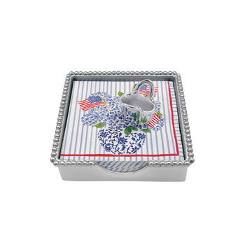 Flags and Hydrangeas Tote Beaded Napkin Box Set