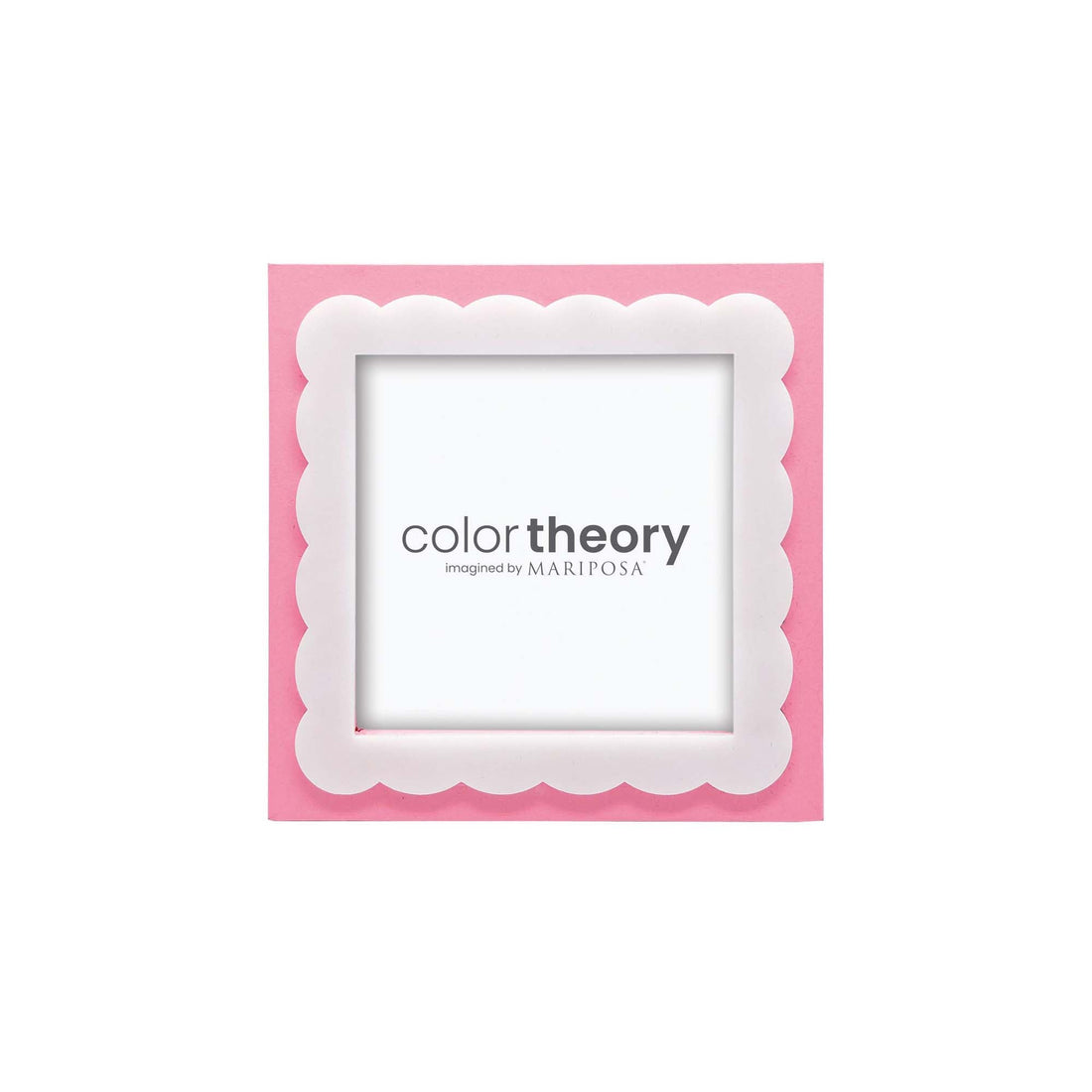Pink with White Scalloped Acrylic Border 4x4 Frame