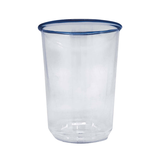 highball glass with blue rim