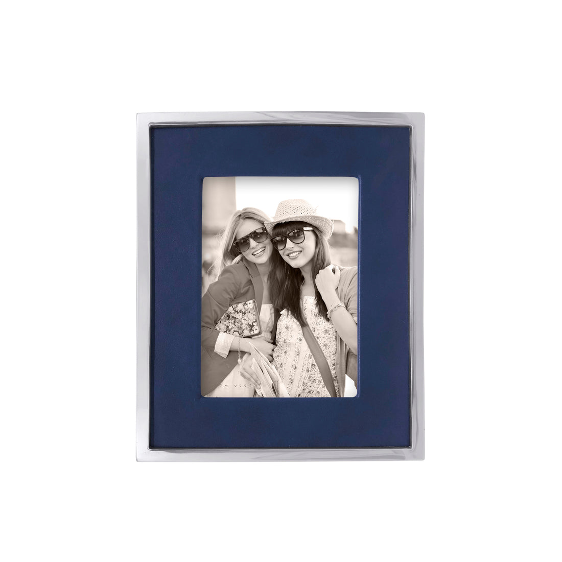 Blue Leather with Metal Border 5x7 Frame