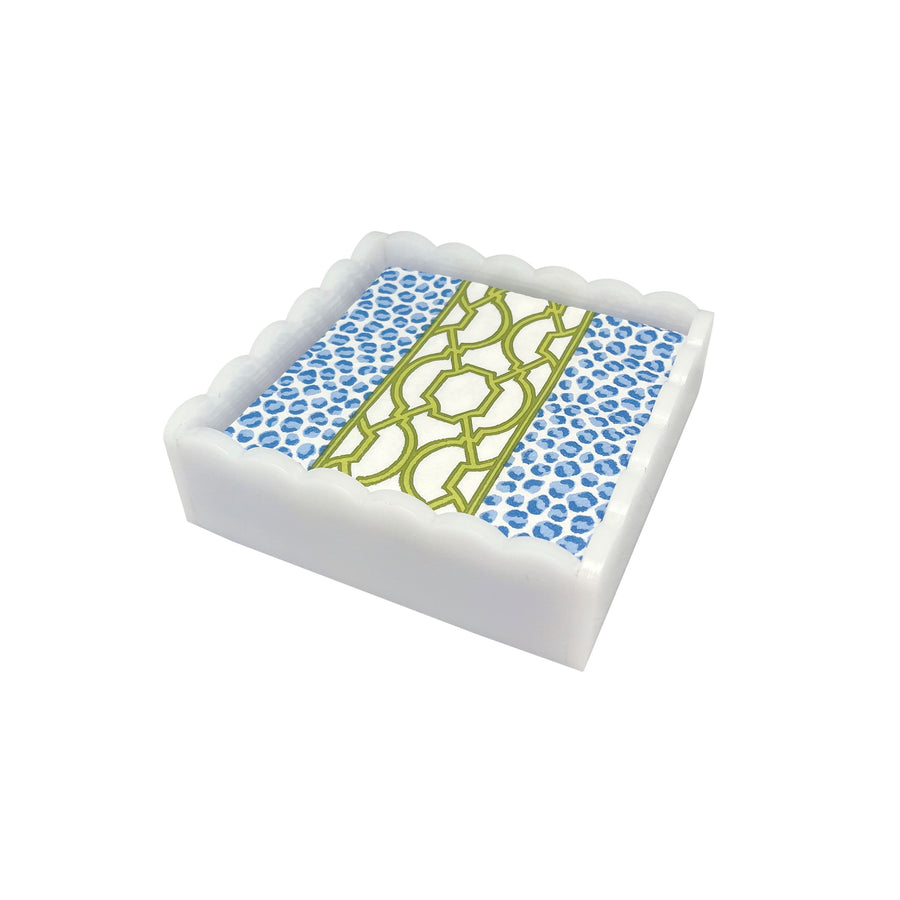Knots And Spots White Scalloped Cocktail Napkin Box Set
