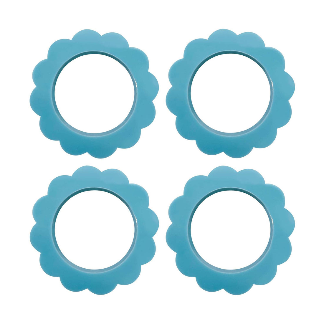 Teal Scallop Napkin Ring Set of 4