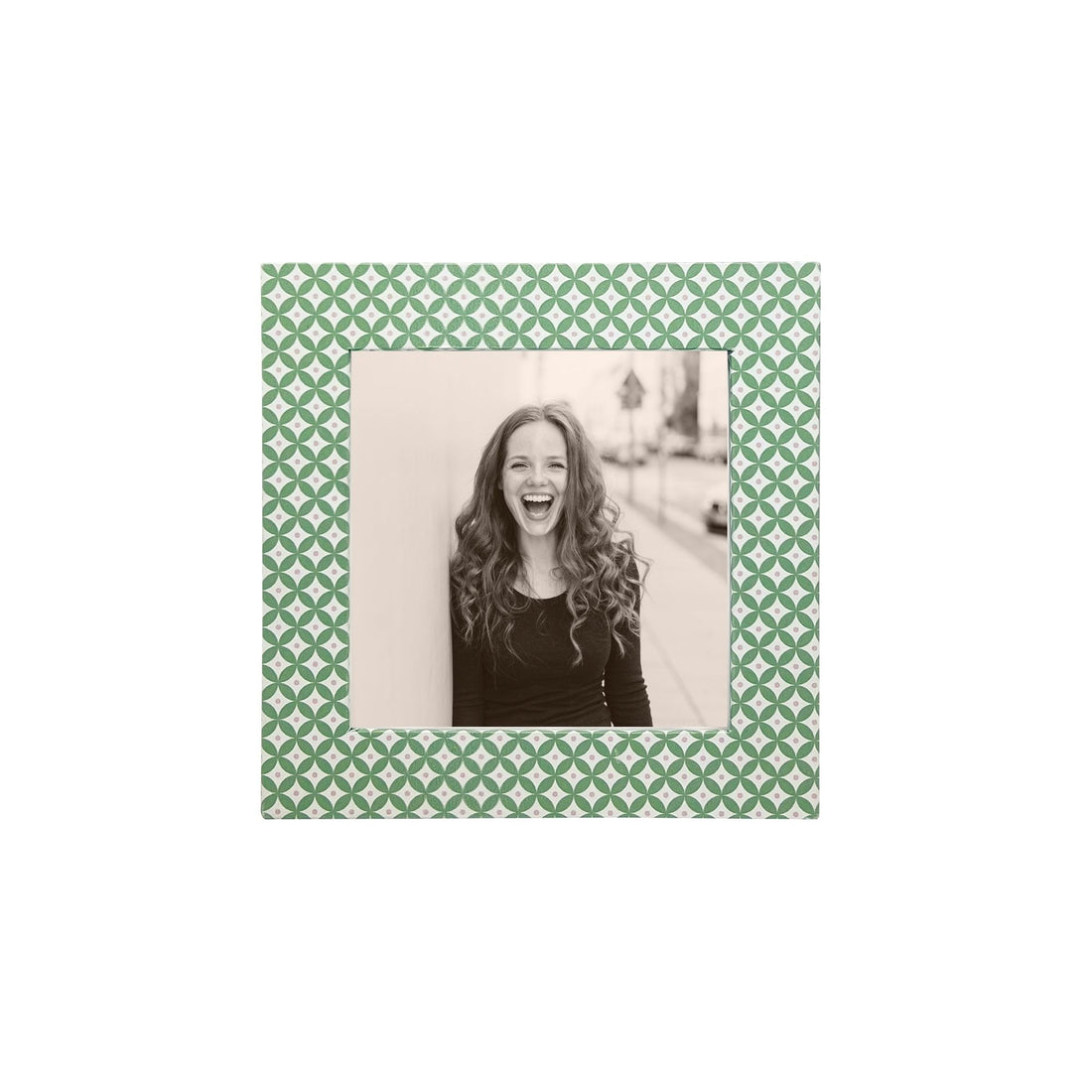 Double Sided Geometric Green and Rosa Pink 4x4 Frame