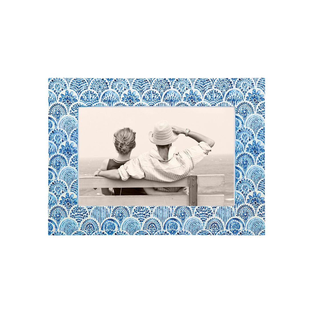 Double Sided Moroccan Tile Work and Periwinkle 4x6 Frame