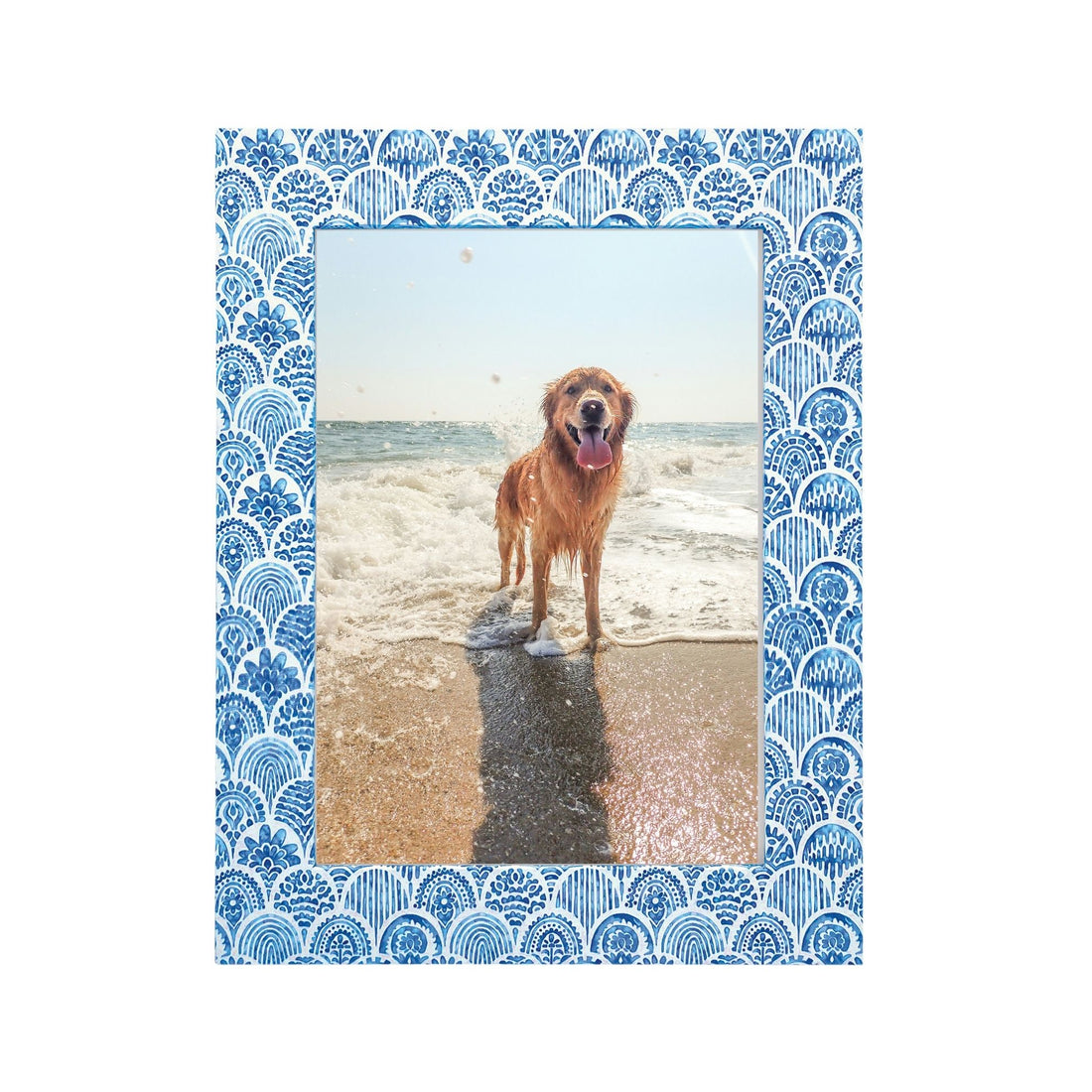 Double Sided Moroccan Tile Work and Periwinkle 5x7 Frame